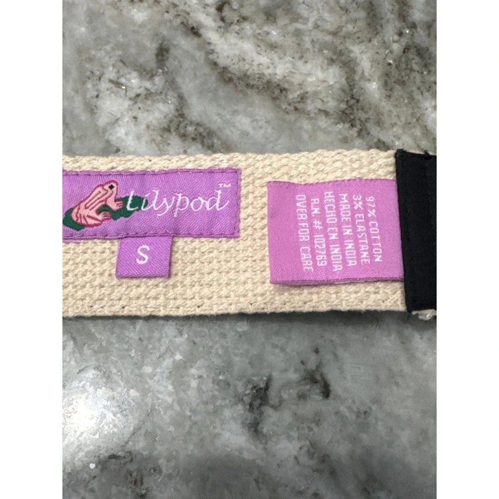 Women's Lilypod belt canvas D-ring black embroidered pink martini‎ glasses S